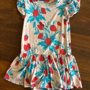Posh Peanut Strawberry Print Dress - Red and Blue